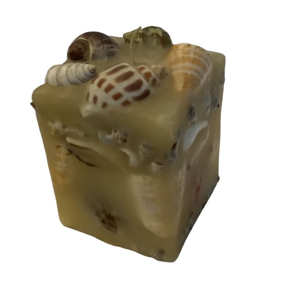Vtg Seashell Embedded Candle Sand 'n Sea Creations 4"x3" Beach Ocean Decor - Picture 1 of 7